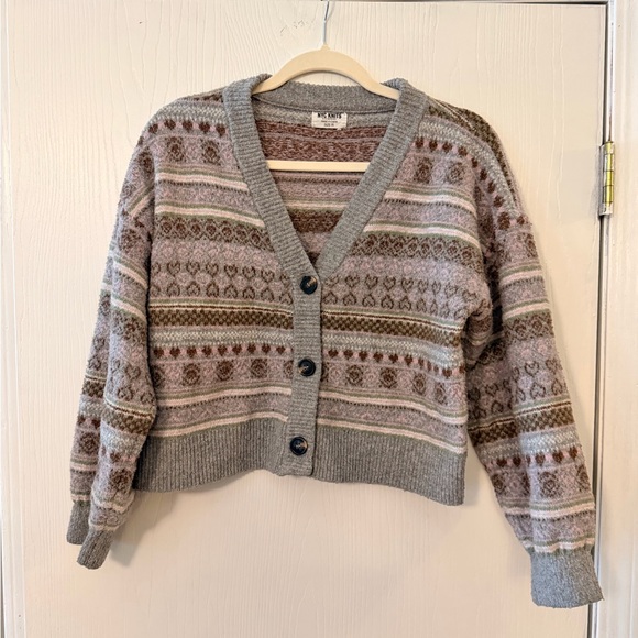 Nordstrom Sweaters - Nordstrom Gray and Brown Patterned Cardigan